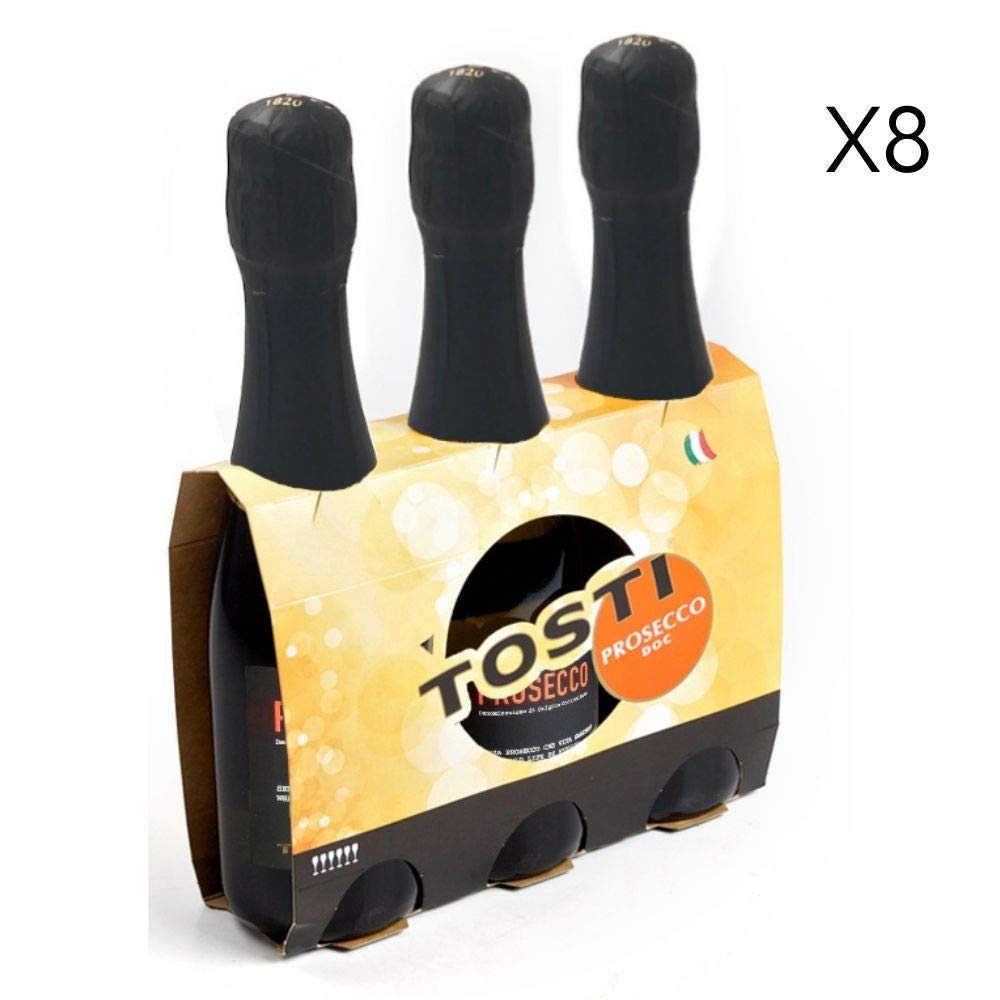Tosti 1820 Prosecco DOC Extra Dry 24 Bottiglie da 20cl - Formato Mignon in tris - Spumante Italiano per Brindisi e Aperitivi