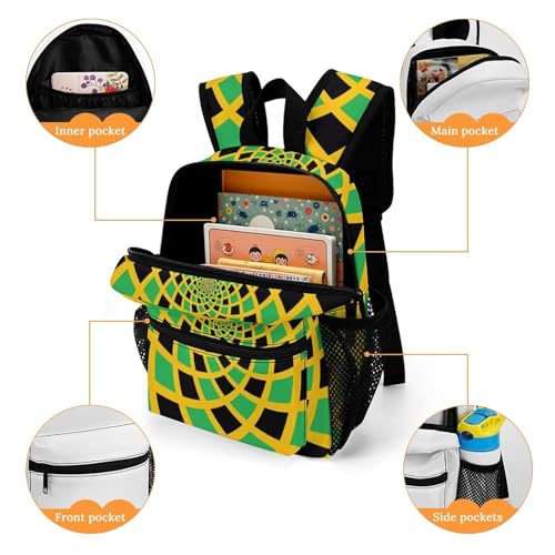 Jamaican Flag 13 Inch Backpack Lightweight Double Shoulder Bag with Zippers Unisex Daypack4