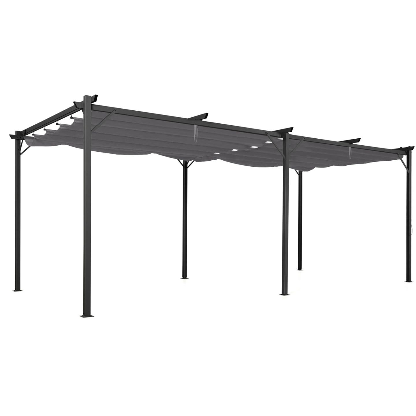 IDMarket - Pérgola techo retráctil 4 pies 3 x 6 m cenador gris antracita