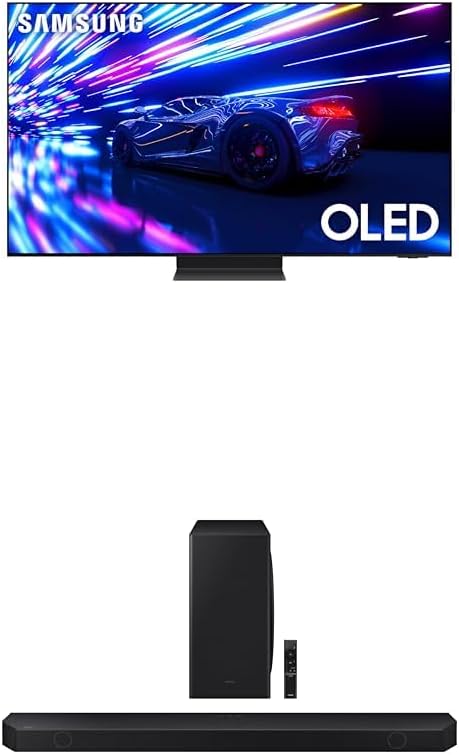 SAMSUNG77-Inch Class OLED 4K S95D Series HDR Pro Smart TV (QN77S95D, 2024 Model) w Q800D 5.1.2ch Soundbar w/Wireless Dolby Atmos Audio, HW-Q800D/ZA (Newest Model)
