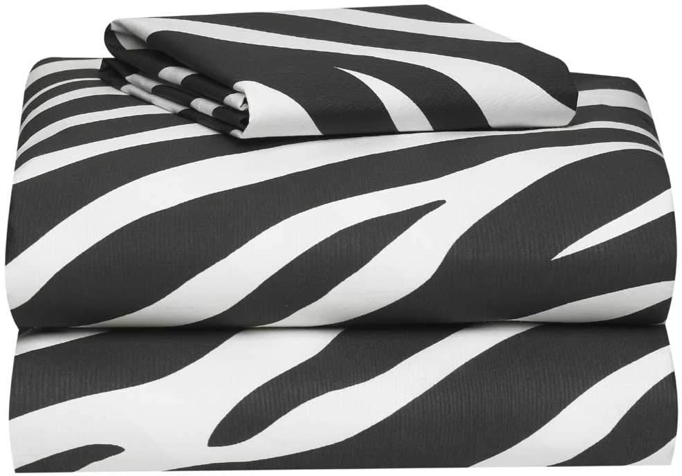 OCM Zebra Cotton Blend 3Piece Twin XL Sheet Set for