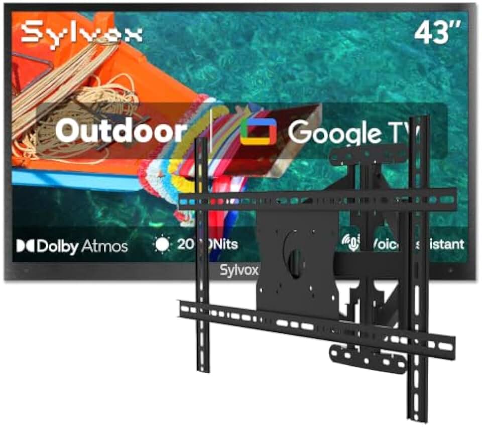 SYLVOX 43" Outdoor TV with Wall Mount, Anti‑Glare, Dolby Atmos, Google TV