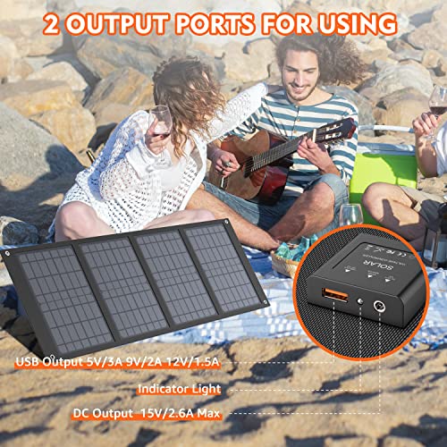 Apowking 40W Portable Solar Panels, Foldable Solar Panel Charger For 100-300W Portable Power Station, With Adjustable Kickstands, Dc 12-15V Output, Usb 3.0 Port For Camping Van Rv Trip #TOP1