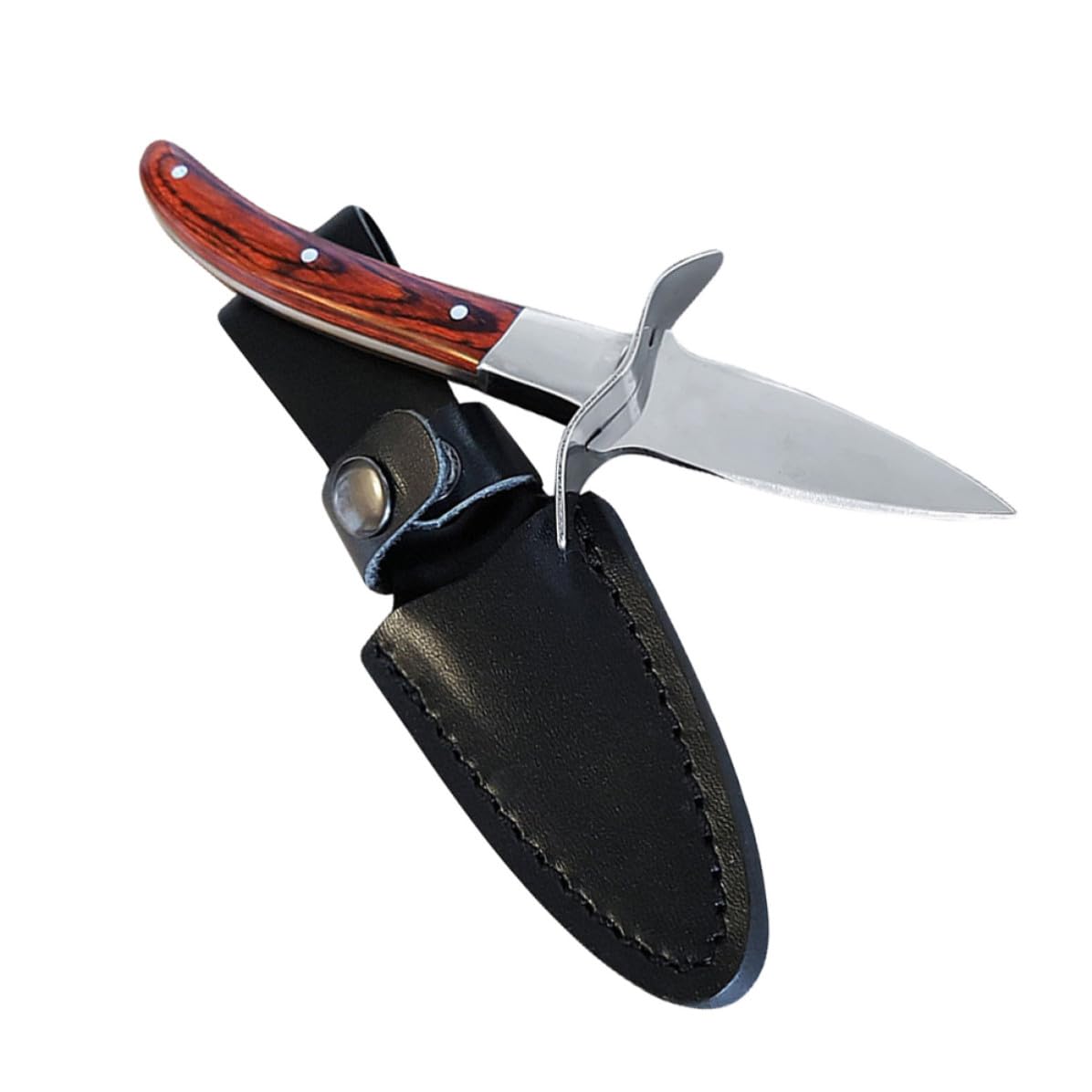 Cuchillo con Mango de Madera Marrón Ergonómico de Acero Inoxidable para Abrir Ostras y Textura Antideslizante Adecuado para Picnic y Fiestas Privadas