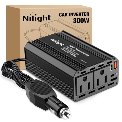 Nilight 300W Power Inverter 12V DC to 110V AC Car Converter ...