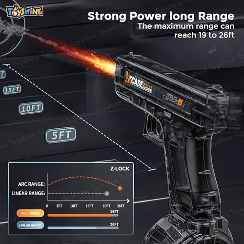 Image of Toyshine Rechargeable Automatic Holi Water Gun Toy with 330ml Capacity | Transparent Electric Water Squirt Gun with LED Light | Perfect for Holi Festival & Summer Outdoor Fun - Black