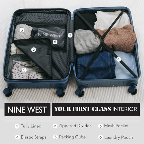 Image of Nine West Zion 28 Inch Hardshell Spinner, Large Expandable Checked Luggage, Extra Capacity Suitcase for Extended Travel Lapis