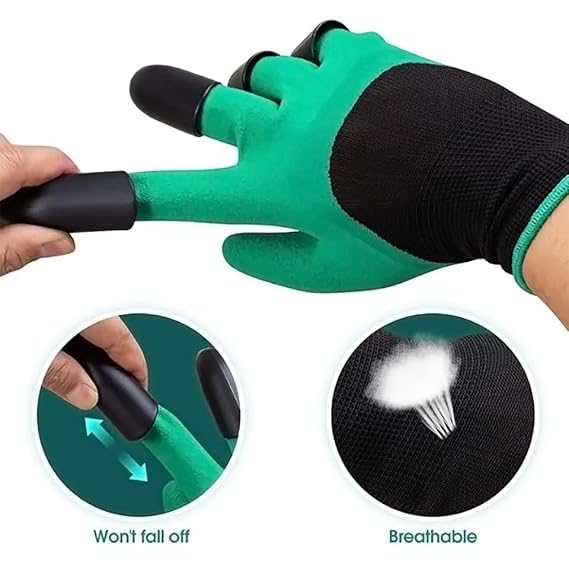 Image of Garden Claw Gloves | Heavy Duty ABS Fingertip Claws for Easy Digging, Planting, Raking & Weeding | Reusable, Washable Protective Gardening Gloves for Men & Women(GTK)