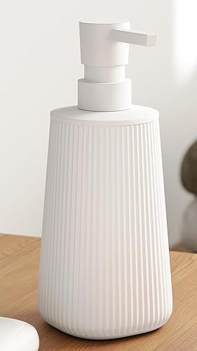 Miniatura 10 de Juego de 2 dispensadores de jabón blanco, dispensador de jabón de manos para baño, bonito dispensador de jabón para platos para cocina, dispensador