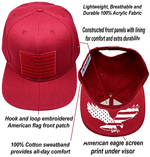 Image of Antourage American Flag Unisex Baseball Hat for Men and Women | USA Flag Mesh Snapback Flat Visor Cap + 2 Patriotic Patches