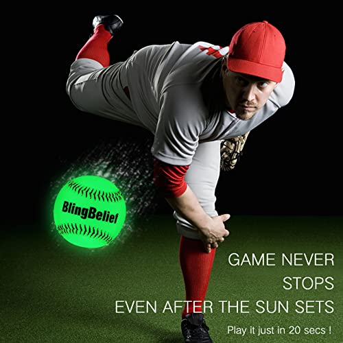 Image of Super Bright Glow in The Dark Baseball,Soccer Ball,Volleyball,Football, Light Up Luminous Baseball, Official Size and Weight Football, Recreational Use Practice Volleyball