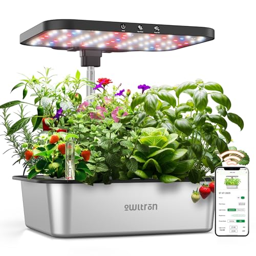 owltron Smart Hydroponics Growing System Kit,15 Pods Indoor Herb Garden