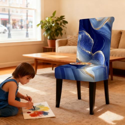 Image of Nuxovilar Blue Gold Marble Print Milk Silk 23.6x66.9in 6PCS Covers