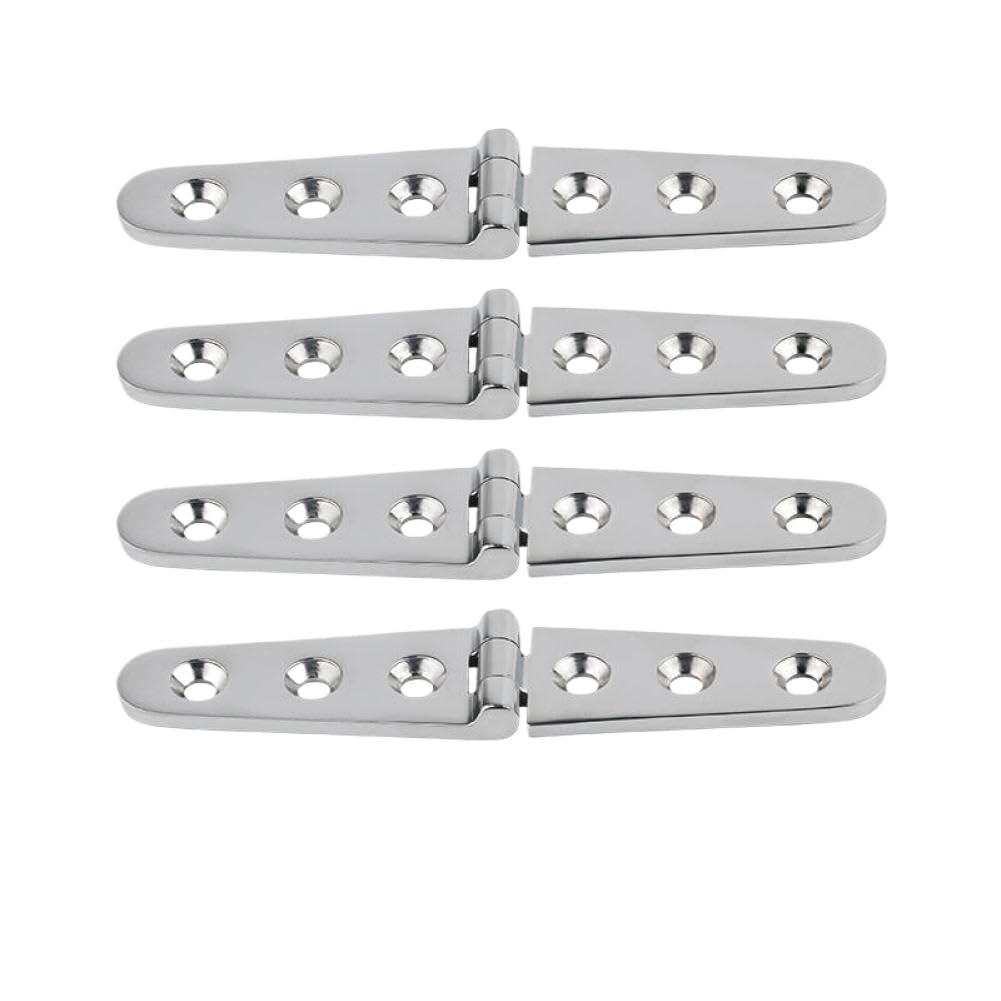 Ashnvkzwn Onecolor Stainless Steel 316 Door Strap Hinge 4Pcs 30X152mm With 6 Holes Mirror Polish Marine Boat Hardware Cast