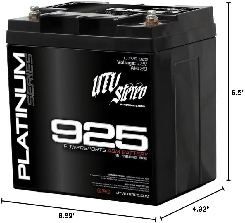 UTV Stereo Platinum Series AGM 925 Battery - For Polaris RZR Pro Models Replacement Battery and Can-am Defender Direct Replacement 4014609