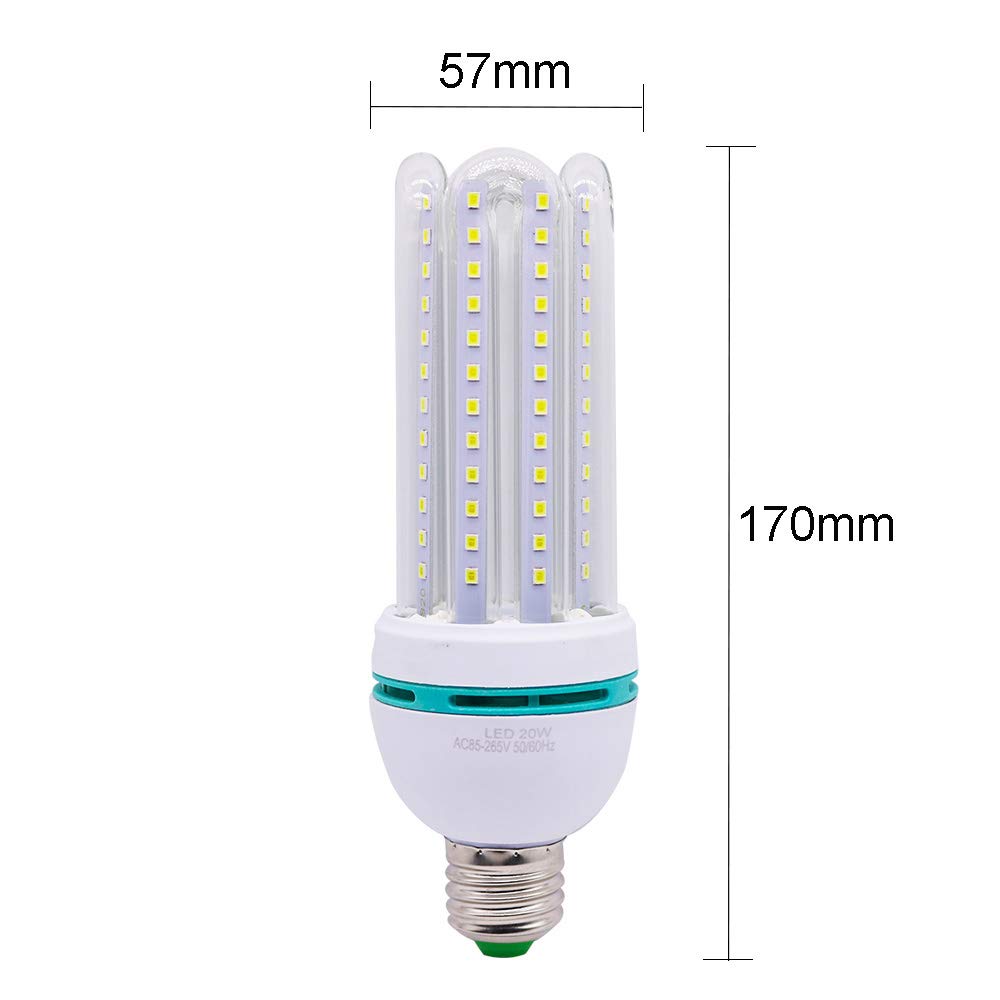 Xindaxin® - Bombilla LED de bajo consumo (20 unidades, E27, 20 W equivalentes a 200 W, no regulable, luz blanca fría, 6000 K, adecuada para bares, cafeterías, restaurantes, etc.
