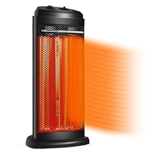 Tangkula Portable Quartz Heater, w/Automatic Thermostat, Electric Radiant Tower Space Heater (High: 1200W / Low: 600W), Overheating Protection, Anti-Rollover, Quiet Heating, Home & Office Heater