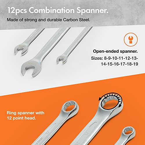 VonHaus Socket Set 215 Pieces - Wrench and Screwdriver Bit Set with Comprising Socket Wrench, Extension Bars, Ratchets and Torx with Drill Bits & Carry Case - Image 5