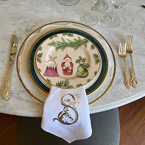 Servilletas de lino blancas cuadradas con bordado floral miniatura 6