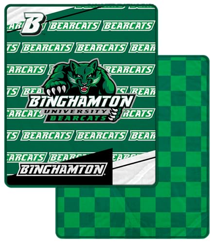 Proformance Home NCAA Binghamton Bearcats Diagonal Ghost Checker Double Sided Ultra Cozy Blanket