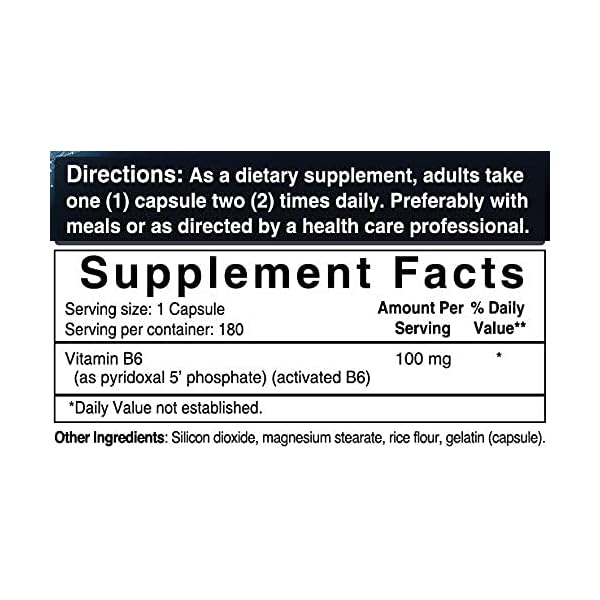 P5P-Vitamin-as-Pyridoxal-5-Phosphate-100mg-180-Capsules-Activated-P5P-Vitamin-B6-Supplements-Support-Brain-Health-Memory-Function-No-GMOs NatureBell P5P Vitamin B6 100mg Per Serving, 240 Capsules | Activated Pyridoxal 5 Phosphate Supplements – Essential B Vitamins for Brain & Memory Health – Non-GMO