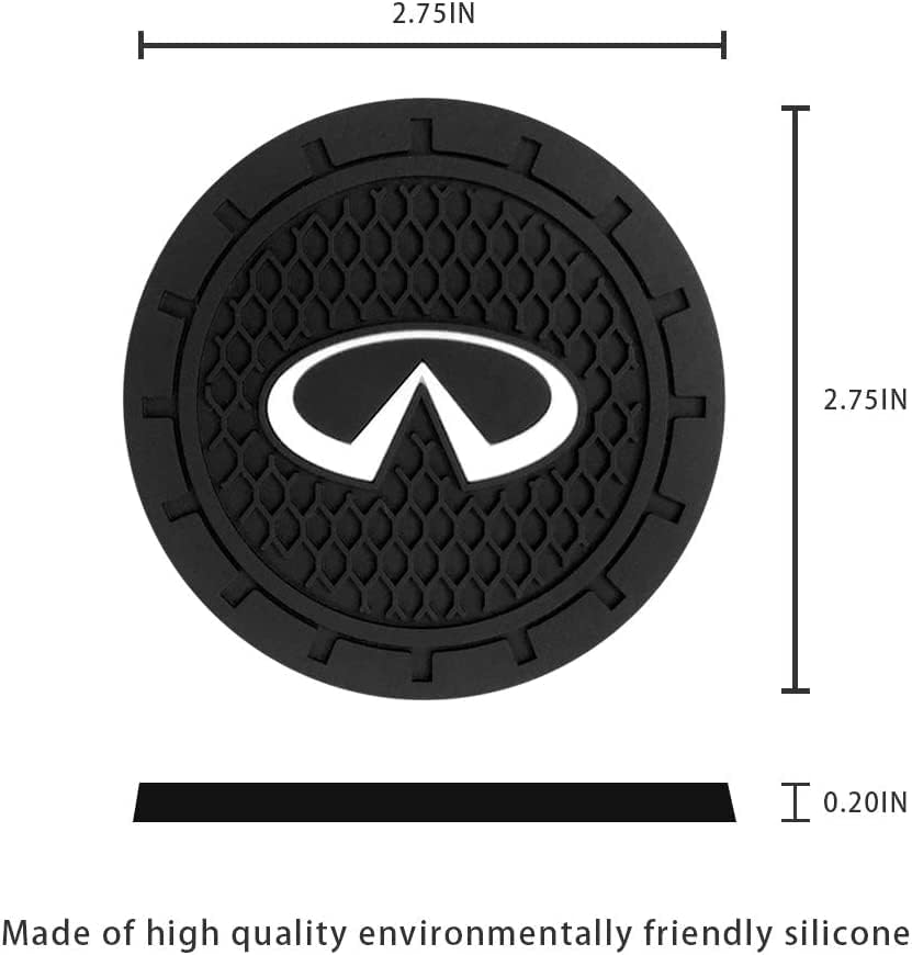 MYCASUO Car Interior Accessories for Infi?ti Cup Holder Insert Coaster - Silicone Anti Slip Cup Mat for in?niti QX50 Q50 Q70 Q70L Q60 QX30 QX60 QX80 (Set of 2, 2.75" Diameter)