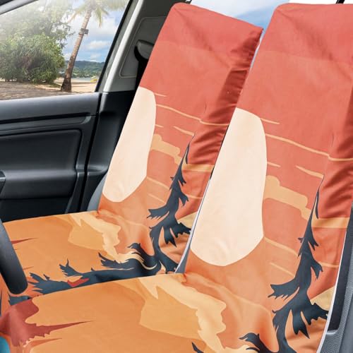 Image of Hahafelt 1 Pack Car Seat Towel Cover with Storage Bag, Sunset Style | 63 x 32 in Car Towel Seat Cover Non Slip Waterproof, Gym Workout Swimming Running, Machine Washable Sweat Absorbent Protector