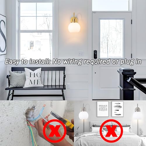 Image of Battery Operated Wall Sconce Set Of Two, RGB Color Changing Dimmable Sconces With Remote For Bedroom Living Room, Easy To Install