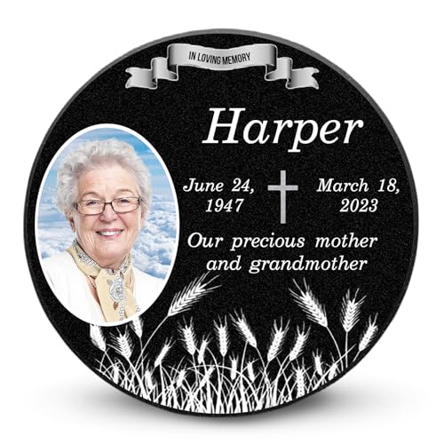 ADFSTONE Grave Markers for Cemetery for Humans- Flat Headstones for Graves, Granite Memorial Plaques Personalized, Head Stones Monuments for People, Picture Memory Plaques for Loved Ones Lost