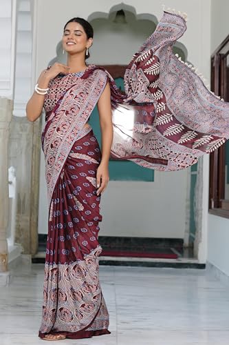 Image of MIRCHI FASHION Saree for Woman | Chiffon Floral Printed Breathable Occasional Sari with Blouse