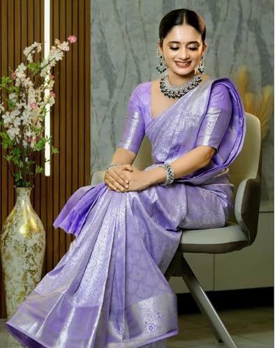 Image of SIRIL Women's Banarasi Soft Silk Saree Pure Silk with Unstitched Blouse Piece