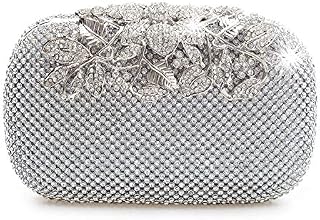 Unique Clasp Silver Diamante Crystal Diamond Evening bag Clutch Purse Party Bridal Prom