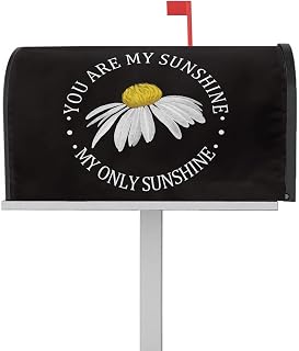 Mailbox Cover Magnetic Daisy Flower Sunshine Mailbox Covers Standard Size 21x18in,Mailbox Covers Wrap Post Letter Box Cover for Garden Yard Outdoor Decor Pastoral Watercolor Black