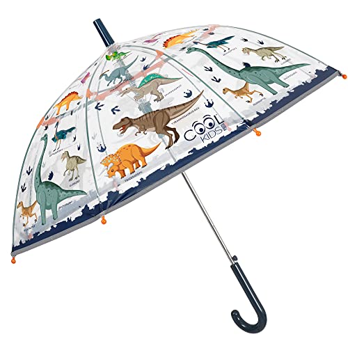 PERLETTI Dinosaurier Regenschirm Transparent Reflektierend Kinder -...