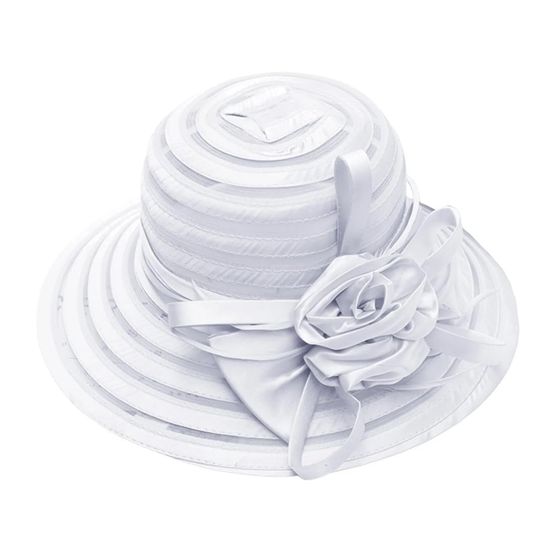 Yeuyyben Cappello estivo da donna in rete parasole da spiaggia con visiera, cappello da sposa