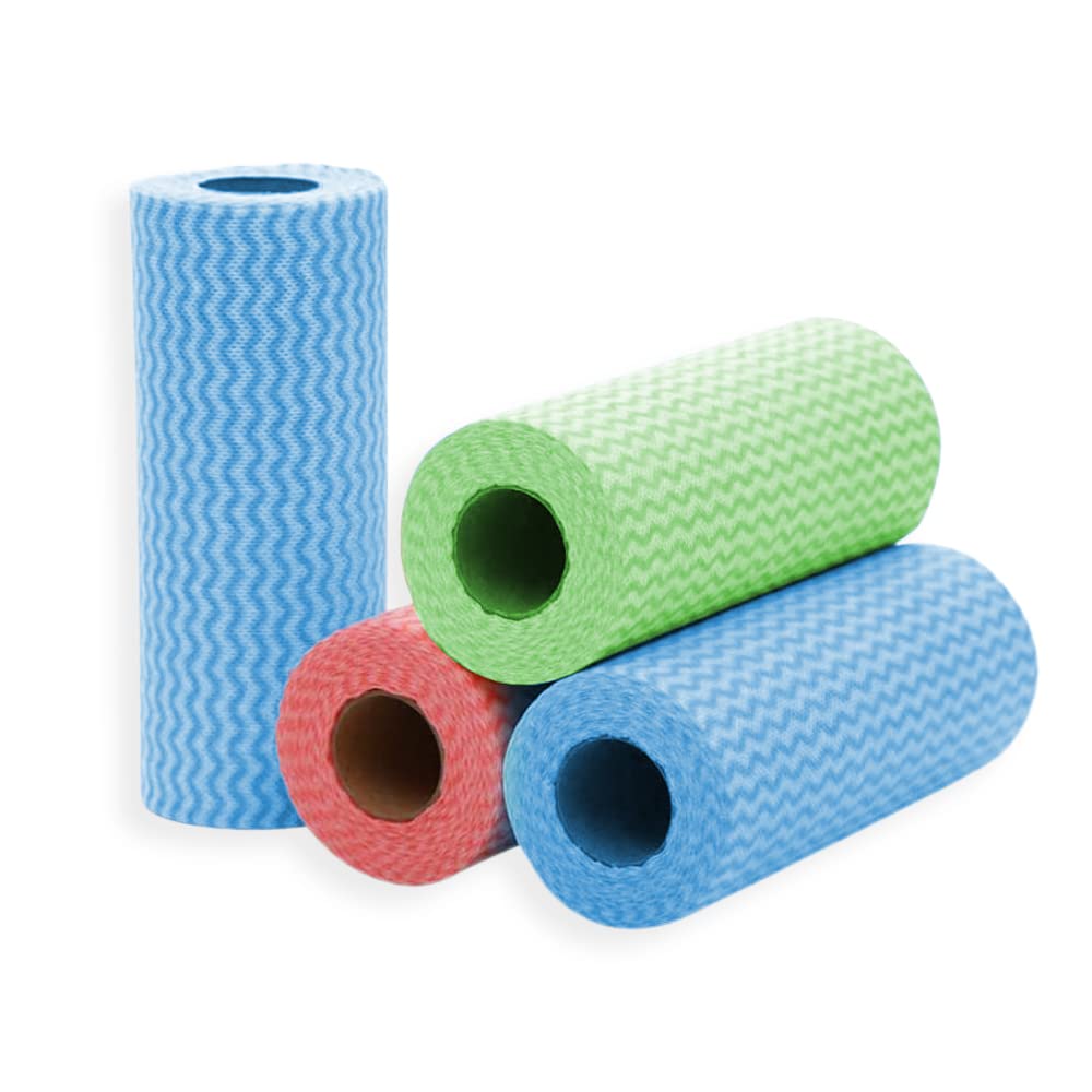 JHBEAST 4 Rolls Reusebale Kitchen wipes Tissue Rolls Disposable Cleaning Cloth, Dish Cloth Dish Towels 50 Sheets/Roll