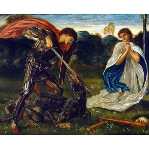 St George tue le dragon VI de Burne-Jones impression giclée pour grand salon élégant