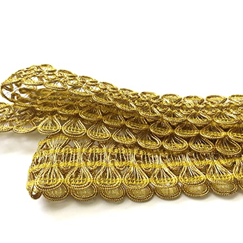 Levylisa 10.9 Yards Metallic Braid Lace Trim Lace Ribbon Decorated Gimp Trim For Sewing And Crafting (Gold) #TOP5