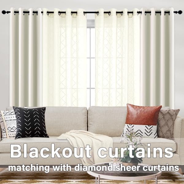 Miniatura 2 de KOUFALL - Cortinas transparentes con aspecto de lino de diamante, con ojales