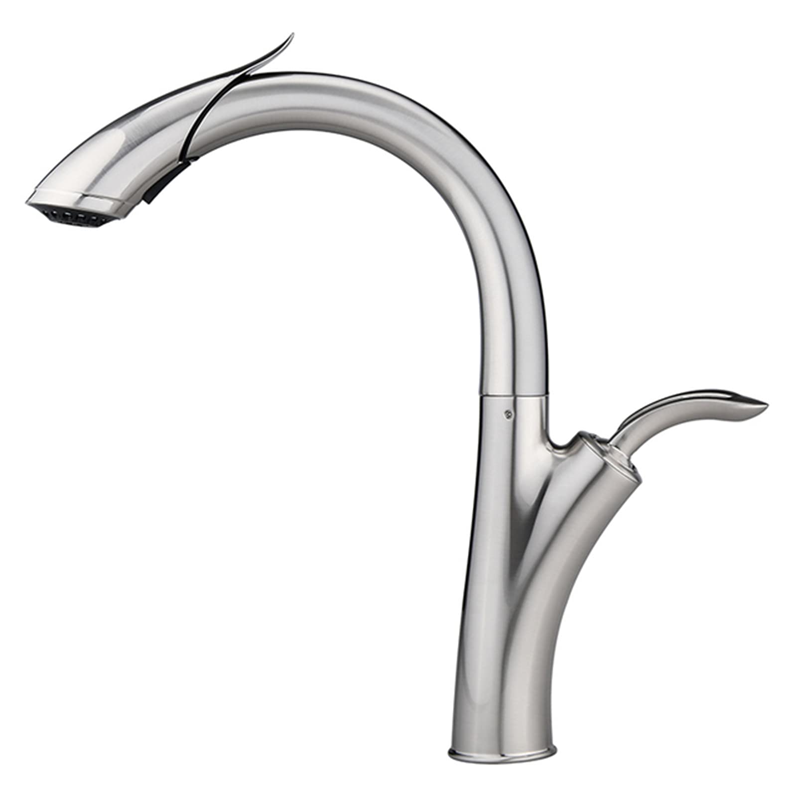 Zqfhsx Brushed Nickle Kitchen Faucet Pull Out Brass Sink Tap With Dual Function Sprayer, 360° Swivel High Arc Single Handle Cold And Hot Water Mixer Tap,Black(Gun Gray)