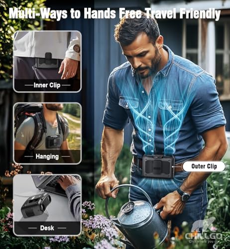 Image of HIROBOT 4-in-1 Portable Waist Fan, 20000mAh Dual-Motor Personal Rechargeable Fan [235H Max], 10 Speeds 22000RPM Clip-on Wearable Belt & Hands-Free Neck Fan for Oudoor, Camping, Travel, Jobsite