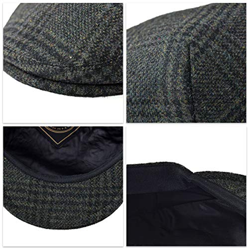 Image of FEINION Men's Wool Tweed Newsboy Ivy Cap Gatsby Golf Flat Hat