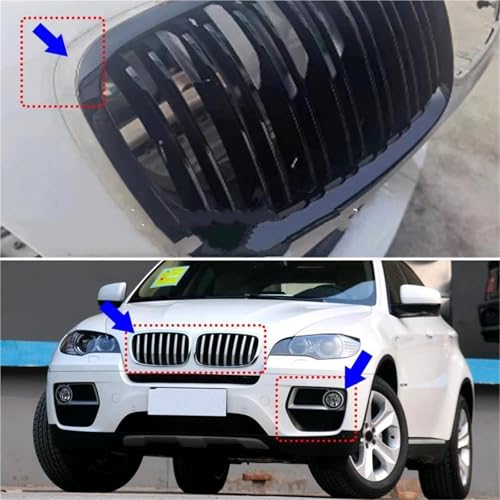 Rejilla parachoques negro brillante para coche X5 E70 y X6 E71 de 2007 a 2013 3