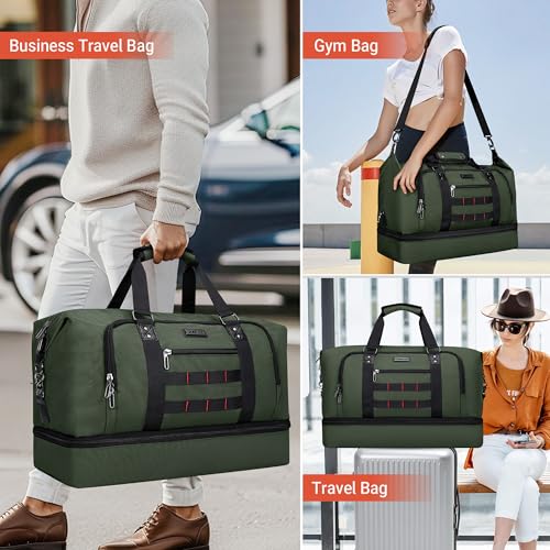 Image of WITZMAN Travel Duffle Bags for Men Gym Bag with Toiletry Bag Sets Carry On Overnight Bag 55L （B696 Army Green）