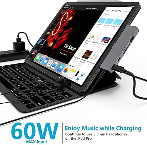 USB C Hub for iPad Pro 2018/2020/2021 11"12.9",iPad Air 4,RREAKA 7-in-1 USB C to 4K HDMI Adapter,3.5mm Headphone Jack,USB C PD Charging,USB 3.0,SD/Micro Card ReaderCompatible with MacBook Pro
