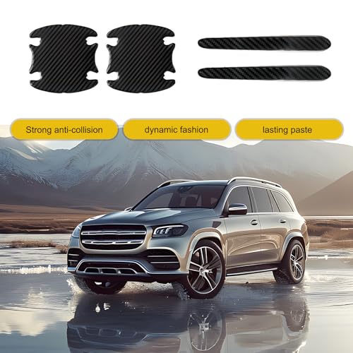 Tesnaao 8 PCS Car Anti-Bumper Strip, Handle + Door Bowl Anti-Bumper Sticker, Vehicle Exterior Protection Decal, Universal for Most Cars Trucks SUVs (Black)