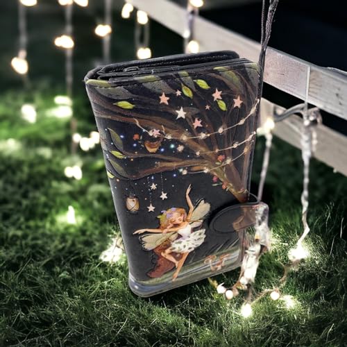 Shag Wear Fairy Forest Large Whimsical Wallet for Women and Teen Girls Vegan Faux Leather 7" Black2