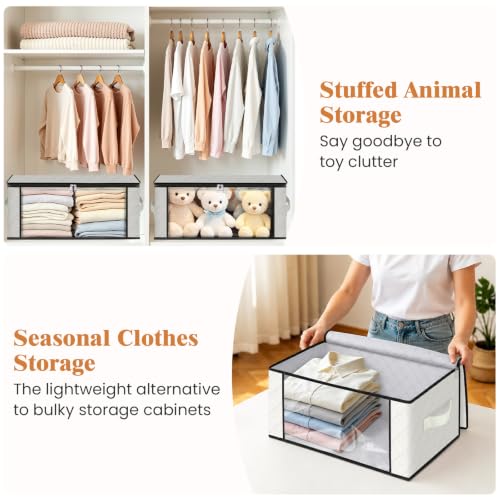 Image of Fab totes 35L Closet Organizers and Storage, Foldable Under Bed Storage Containers, Storage bags for Organizing Bedroom, Closet, Clothing,Organization with Handle (3 Pack,Ivory)