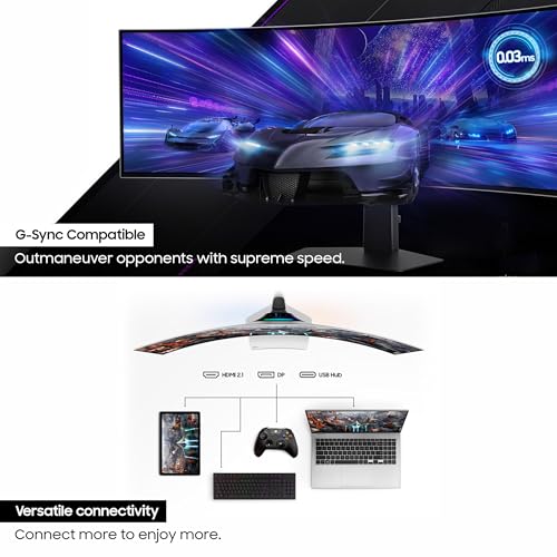 Image of Samsung Odyssey OLED G9 49-inch(124.4cm) Dual QHD 5120 x 1440 Curved 1800R Gaming Monitor, 240Hz, 0.03ms, FreeSync Premium Pro, G-Sync, Quantum Dot, HDR10+, Speaker, HAS (LS49CG930SWXXL, Silver)