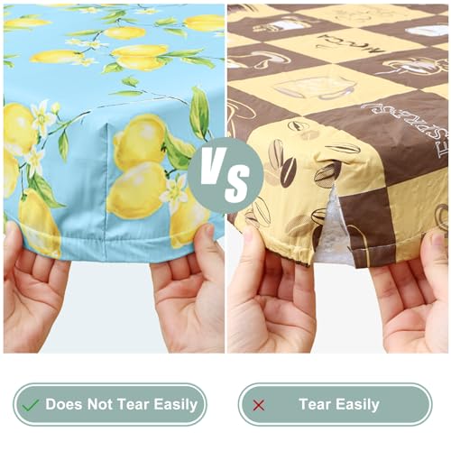 Image of misaya Picnic Table Cover with Bench Cover, Waterproof Elastic Fitted Tablecloth for 6 Foot Tables, Rectangle Washable Polyester Fabric Tablecloths for Picnic, Camping, Outdoor (Lemon, 30 inch x 72 inch)